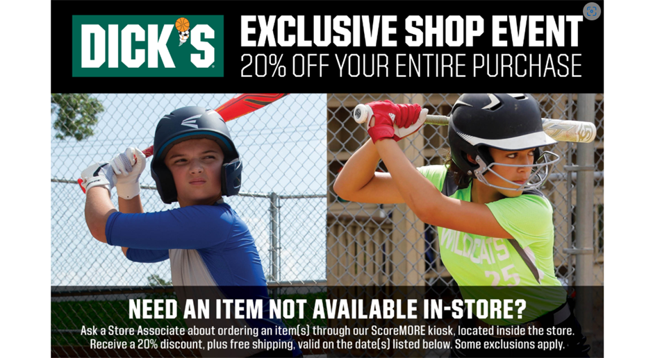 Dick's Sporting Goods 20 % Off Offers valid 2/28/2025 - 3/3/2025